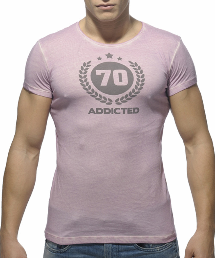 AD321 Varsity Round Neck T-Shirt Pink