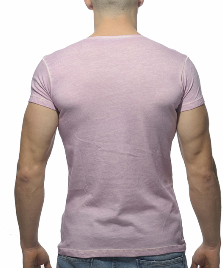 AD321 Varsity Round Neck T-Shirt Pink