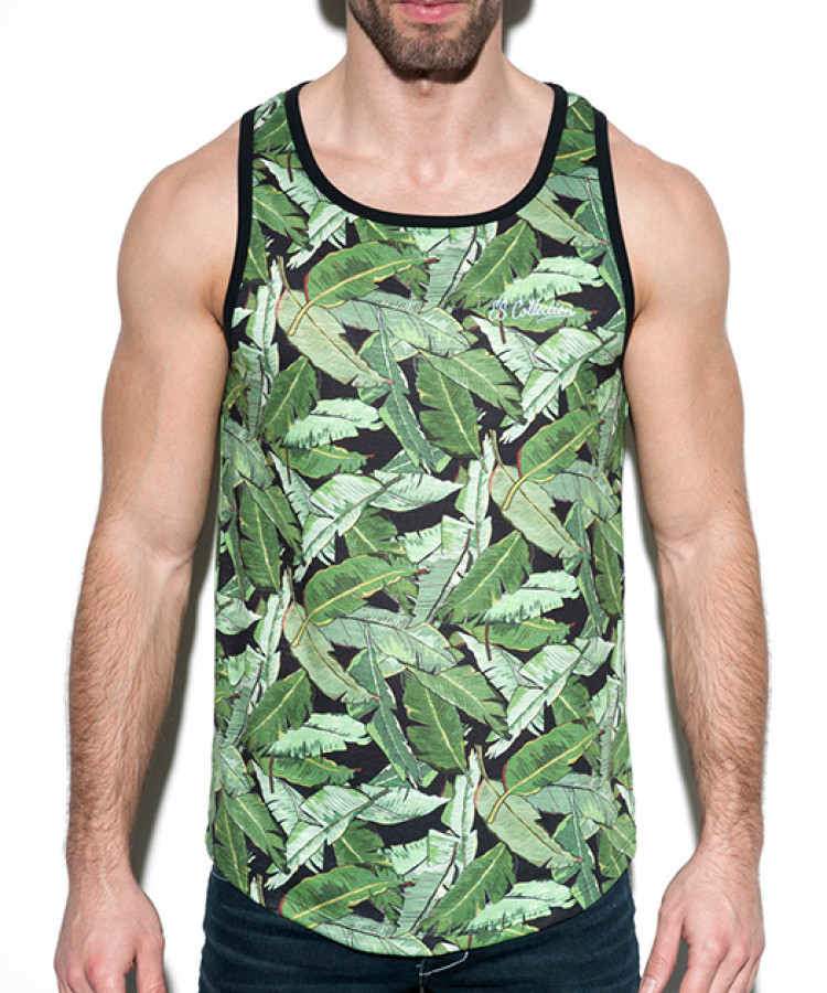 TS236 Leaves Tanktop Black