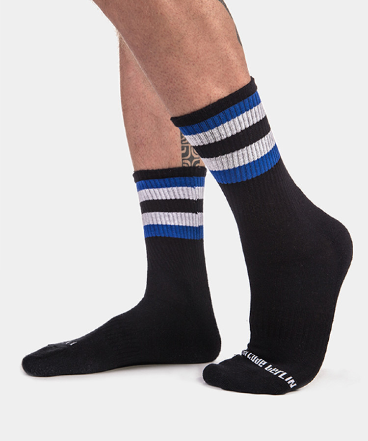 Half Fetish Socks Stripes Black-Royal-White