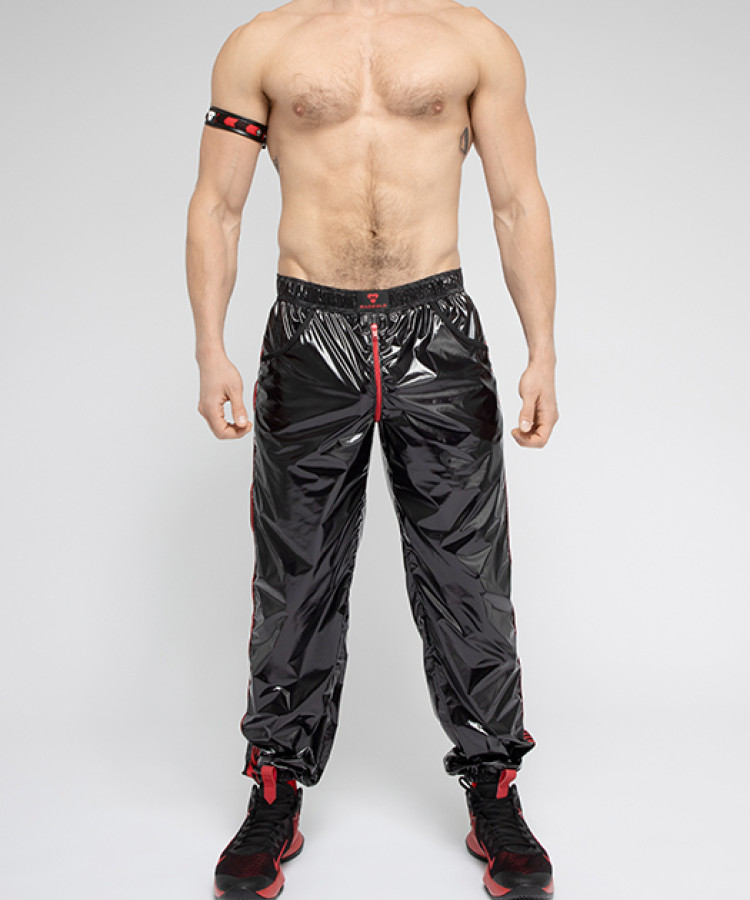 Maskulo Skulla Shiny Nylon Pants Red - MASKULO - Fetishwear - Undies4men