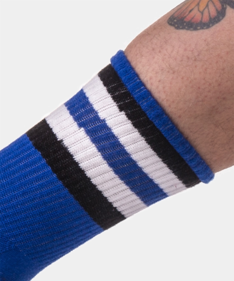 Half Fetish Socks Stripes Royal-Black-White