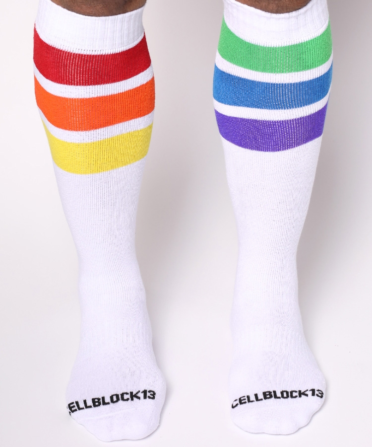 CellBlock13 Pride Knee High Socks White