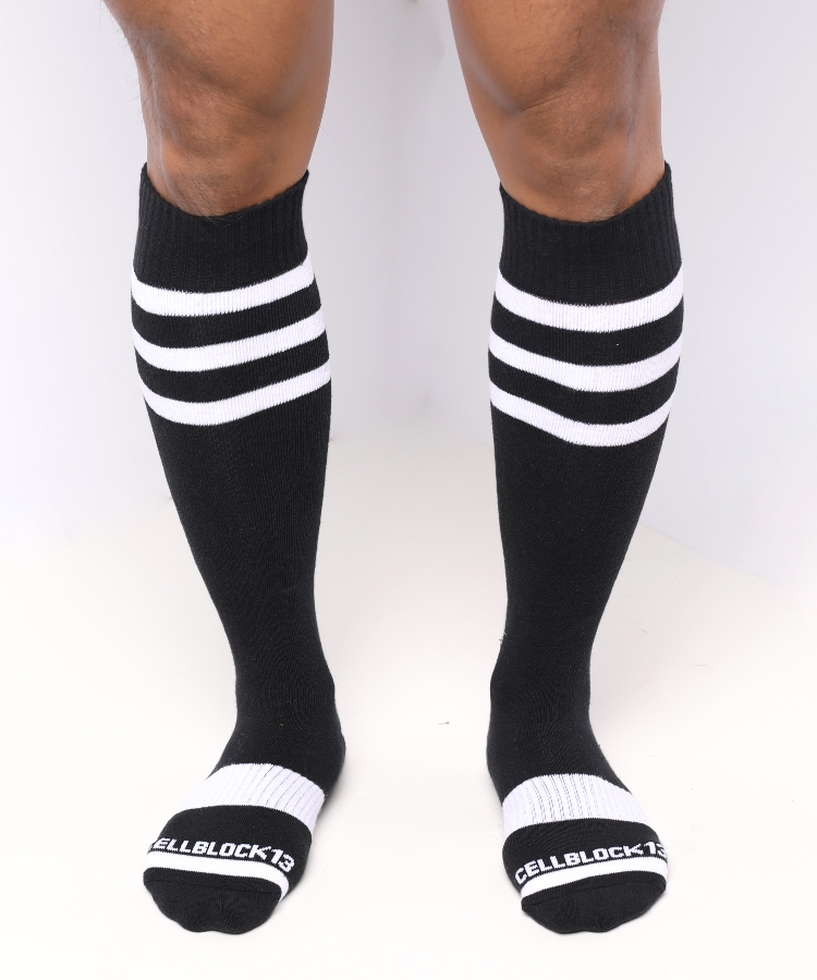 Linebacker knee high socks black
