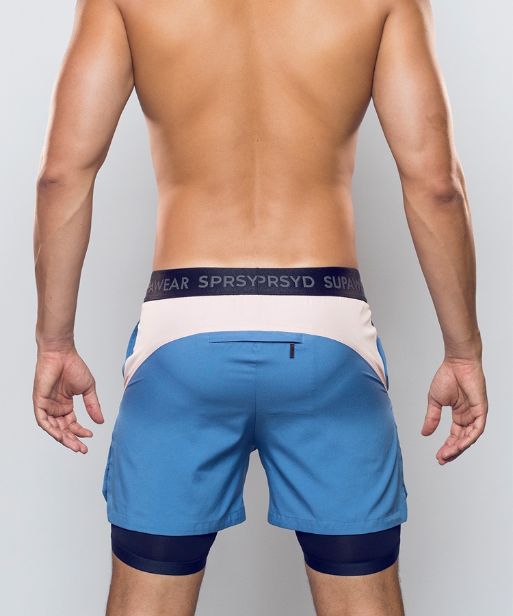 Lined Shorts Colour Blocked Blue/Pink
