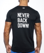 TS172 Never Back Down U-Neck T-Shirt Bla...