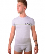 Fancy Pop Lines Crew Neck T-Shirt Grey M...