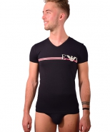 Fancy Pop Lines V-Neck T-Shirt Black