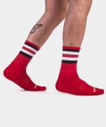 Half Fetish Socks Stripes Red-Black-Whit...